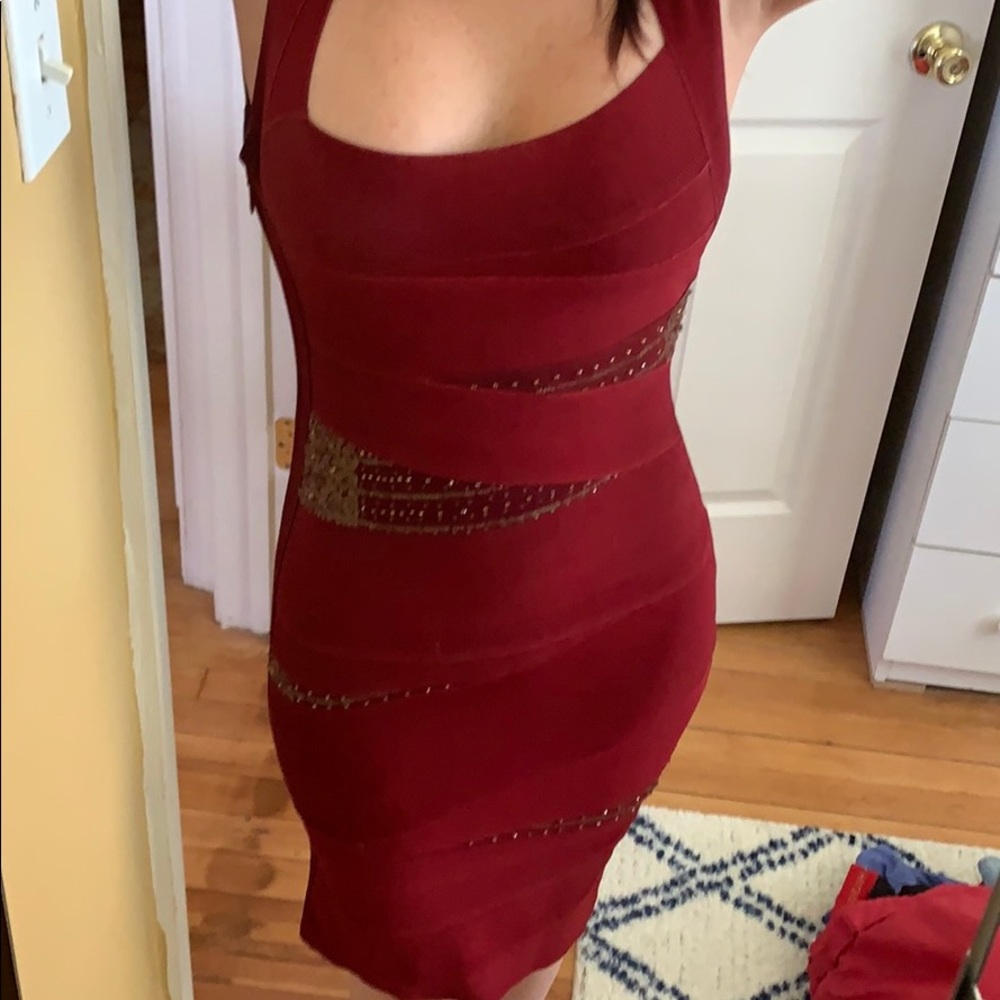 Authentic Herve Leger crimson red bandage dress
